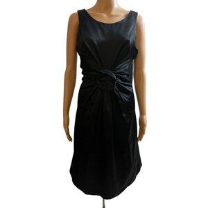 Teri Jon by Rickie Freeman Black Silk A Line Dress Formal Cocktail 10‎